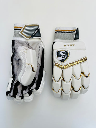 SG Hilite White Gold Cricket Batting Gloves 