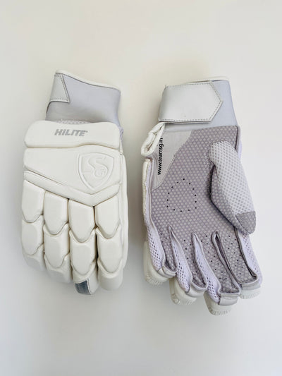 SG Hilite White Cricket Batting Gloves | Pittards Leather