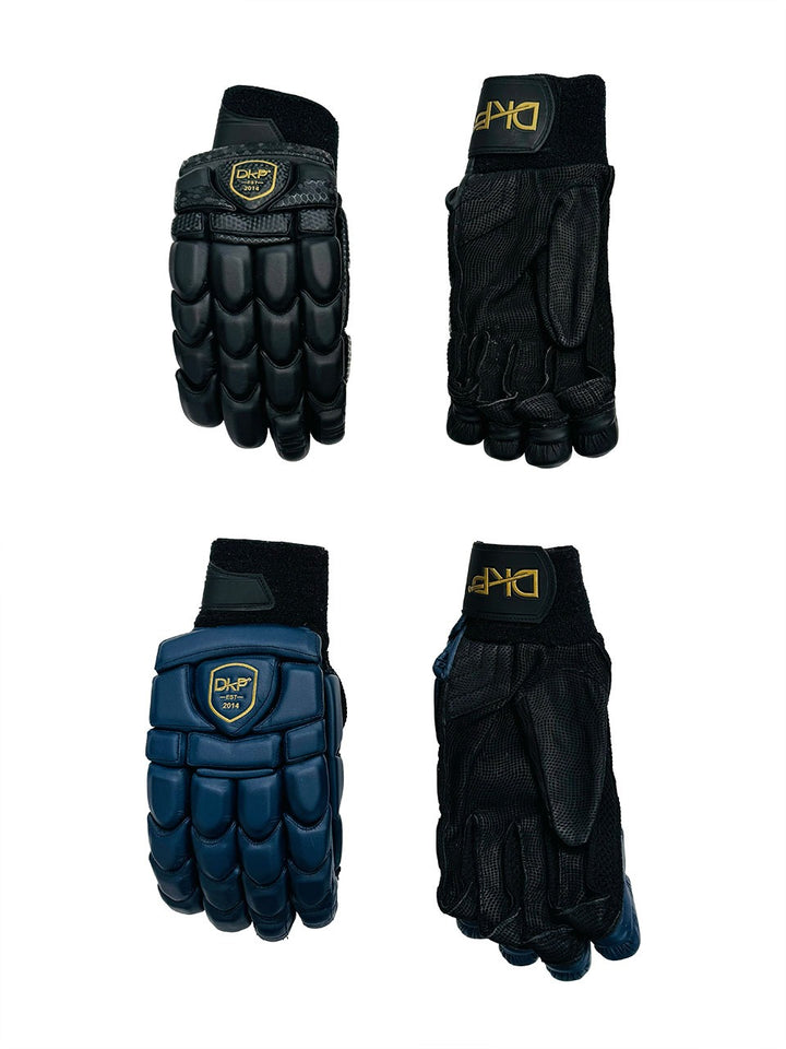 DKP Limited Edition Black/Navy Cricket Batting Pads and Gloves Bundle