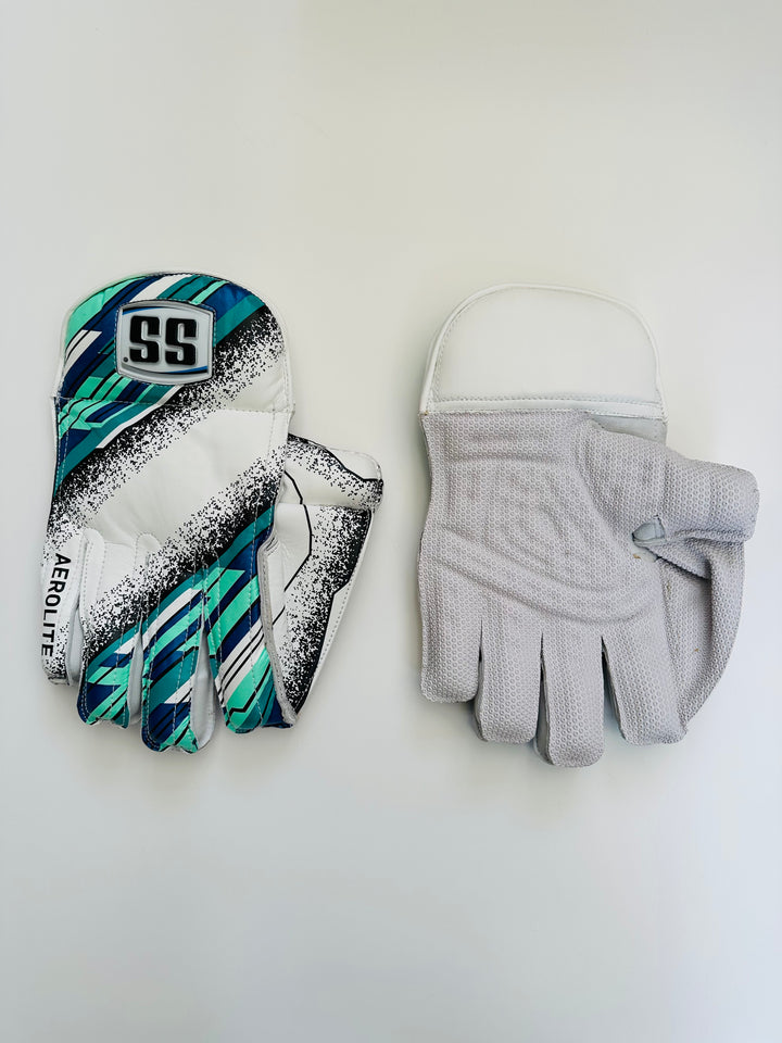 SS TON Aerolite Wicket Keeping Cricket Gloves | Black and Blue