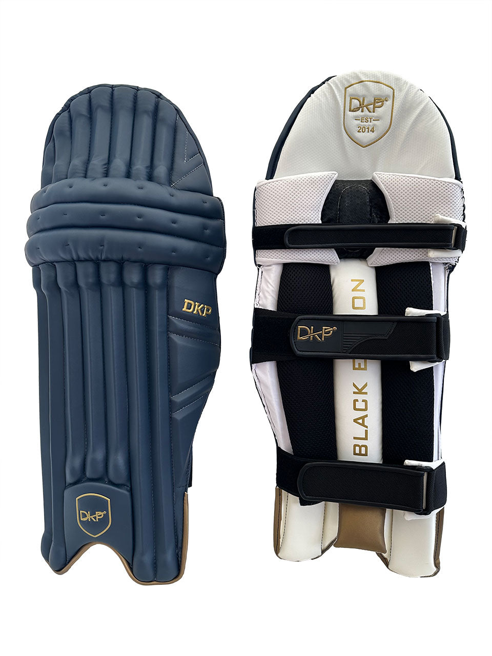 DKP Limited Edition Black/Navy Cricket Batting Pads and Gloves Bundle