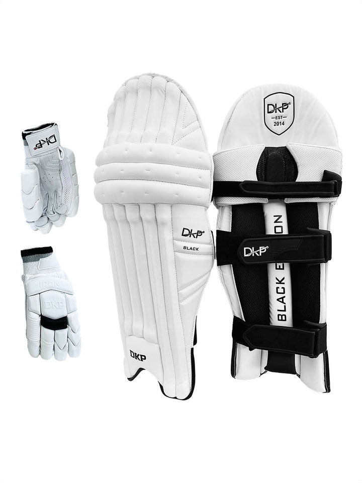 DKP Black Edition Cricket Batting Pads and Gloves Bundle