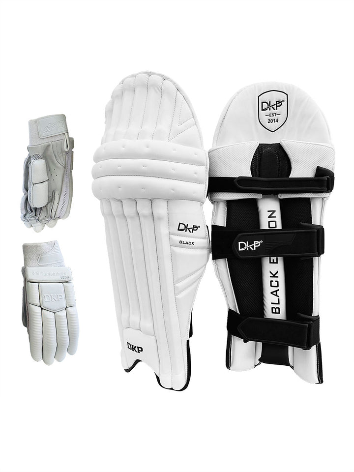 DKP Black Edition Cricket Batting Pads and Gloves Bundle