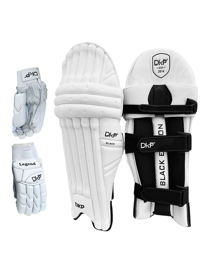 DKP Black Edition Cricket Batting Pads and Gloves Bundle