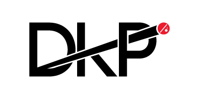 Logo with the letters 'DKP Cricket' on a white background