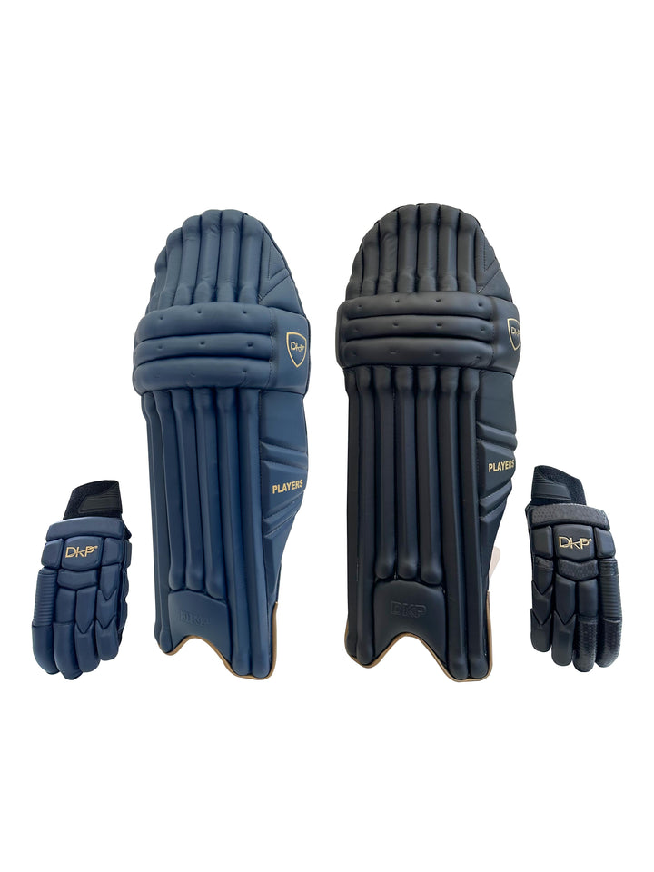 DKP Players Navy/Black Cricket Batting Pads and Batting Gloves Bundle