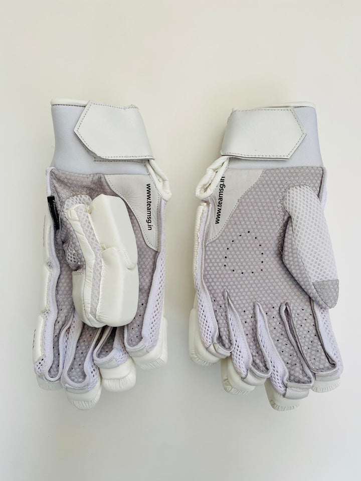 SG Hilite White Cricket Batting Gloves | Pittards Leather