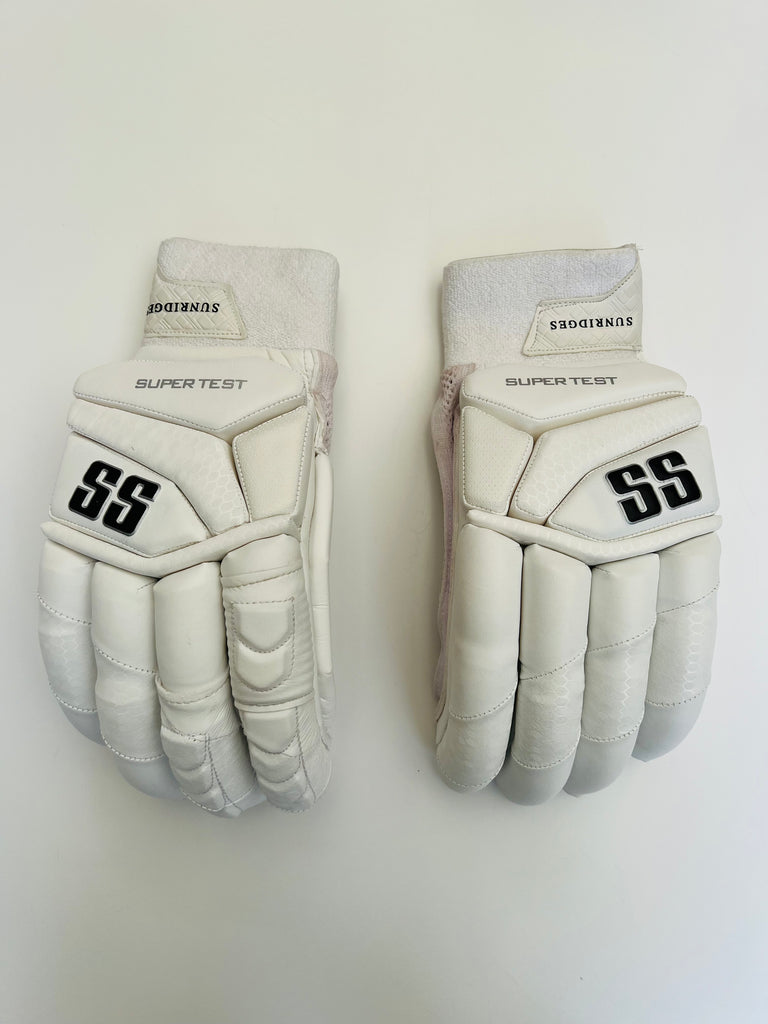 SS TON Super Test White Cricket Batting Gloves DKP Cricket
