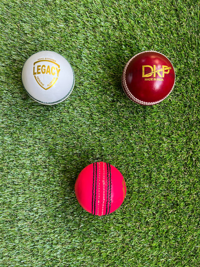DKP Legacy Cricket Ball (Pack of 1, 3, 6, 12) | Red, White and Pink