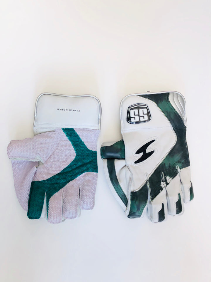 SS TON Player Edition Green Cameo Wicket Keeping Cricket Gloves - DKP Cricket Online