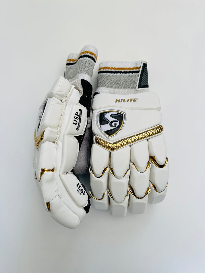 SG Hilite White Gold Cricket Batting Gloves 