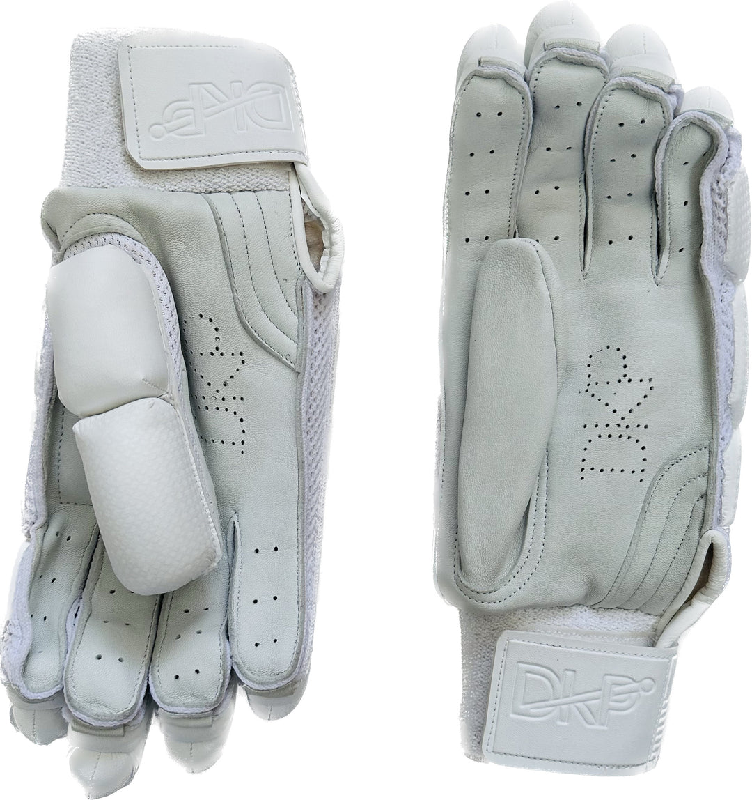 DKP Limited Edition White Cricket Batting Gloves