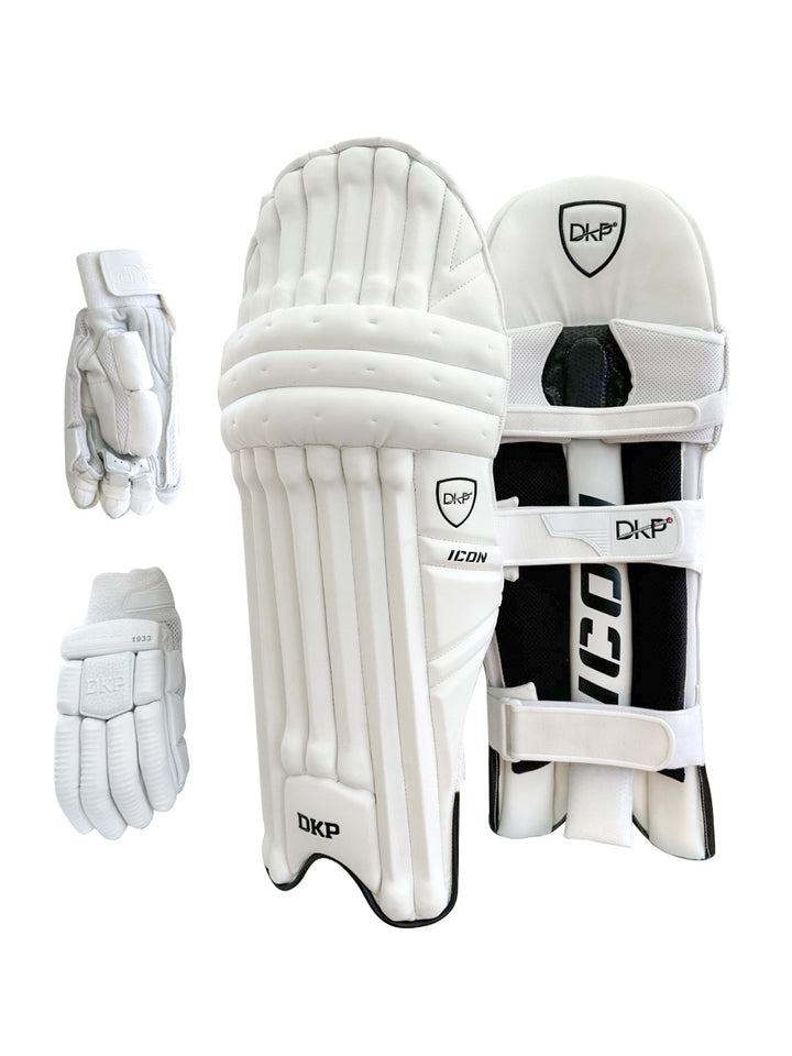 DKP Icon Cricket Batting Pads and Batting Gloves Bundle