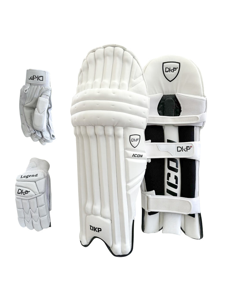 DKP Icon Cricket Batting Pads and Batting Gloves Bundle